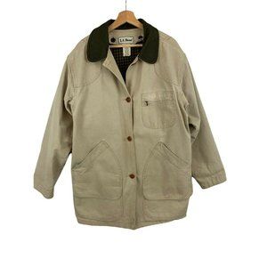 LL Bean Womens L Barn Coat Fleece Liner Corduroy Collar Primaloft Coat Jacket
